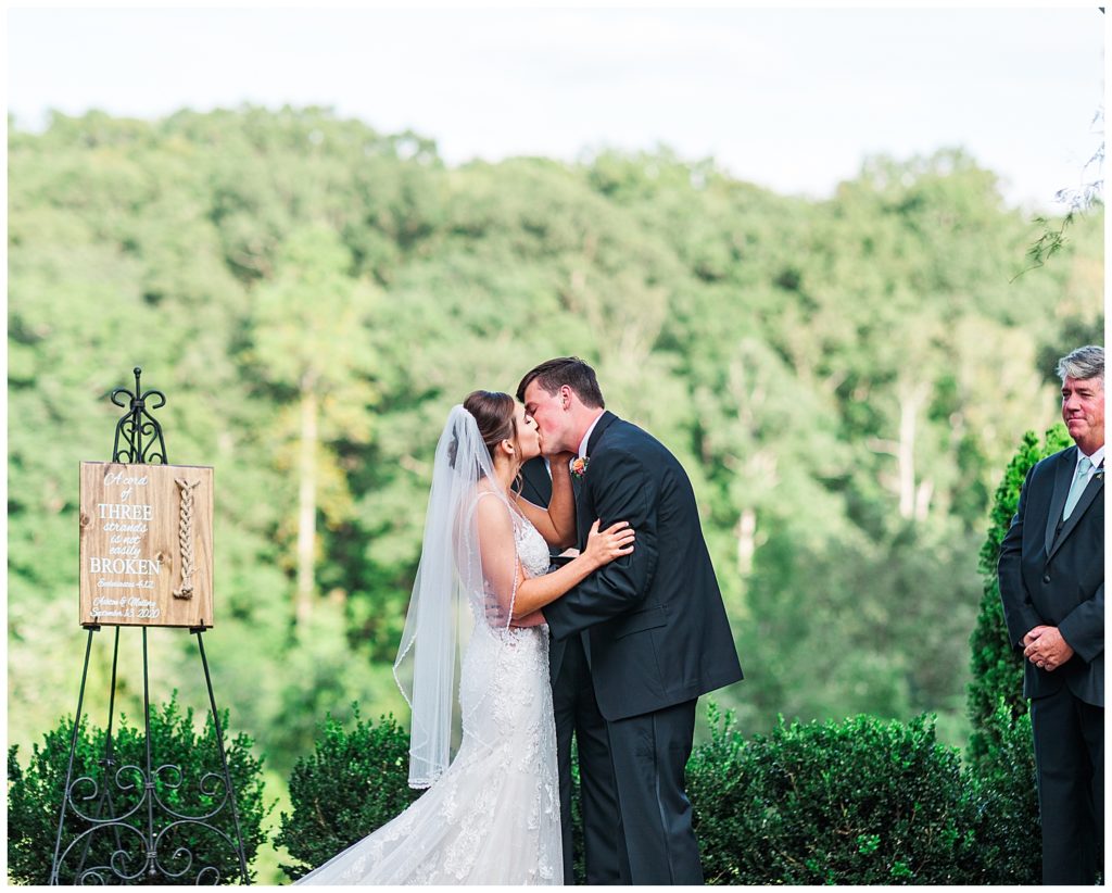 A beautiful summer wedding ceremony at the Highgrove Estate in Fuquay-Varina 
