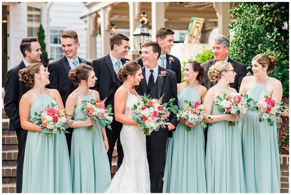 Sage green and coral wedding at the Highgrove Estate in Fuquay-Varina, NC