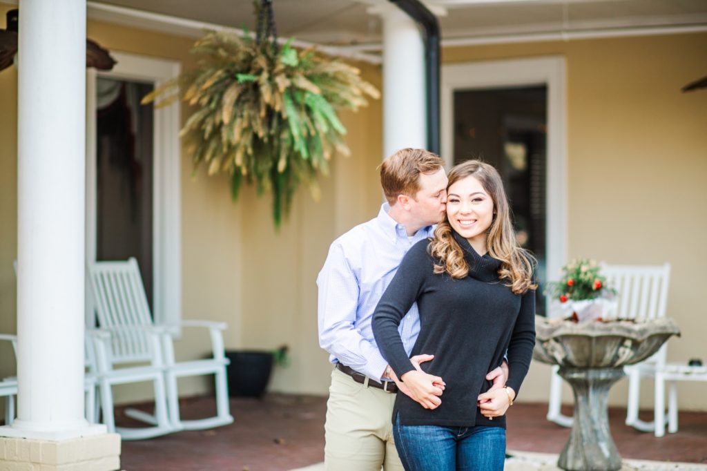 A couple enjoying their downtown engagement session