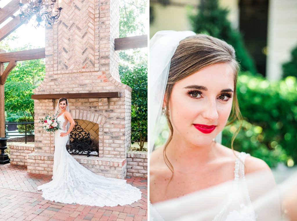 A bridal session in front of the brick fireplace at the Highgrove Estate in Fuquay-Varina, NC. Bouquet designed by Flowers on Broad Street.

Photography by Tierney Riggs Photography