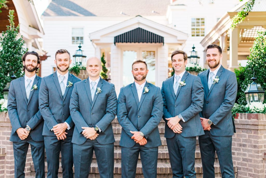 Christian was hanging out with this groomsmen at the Highgrove Estate in Fuquay-Varina| Gray and blue groomsmen inspiration| Tierney Riggs Photography
