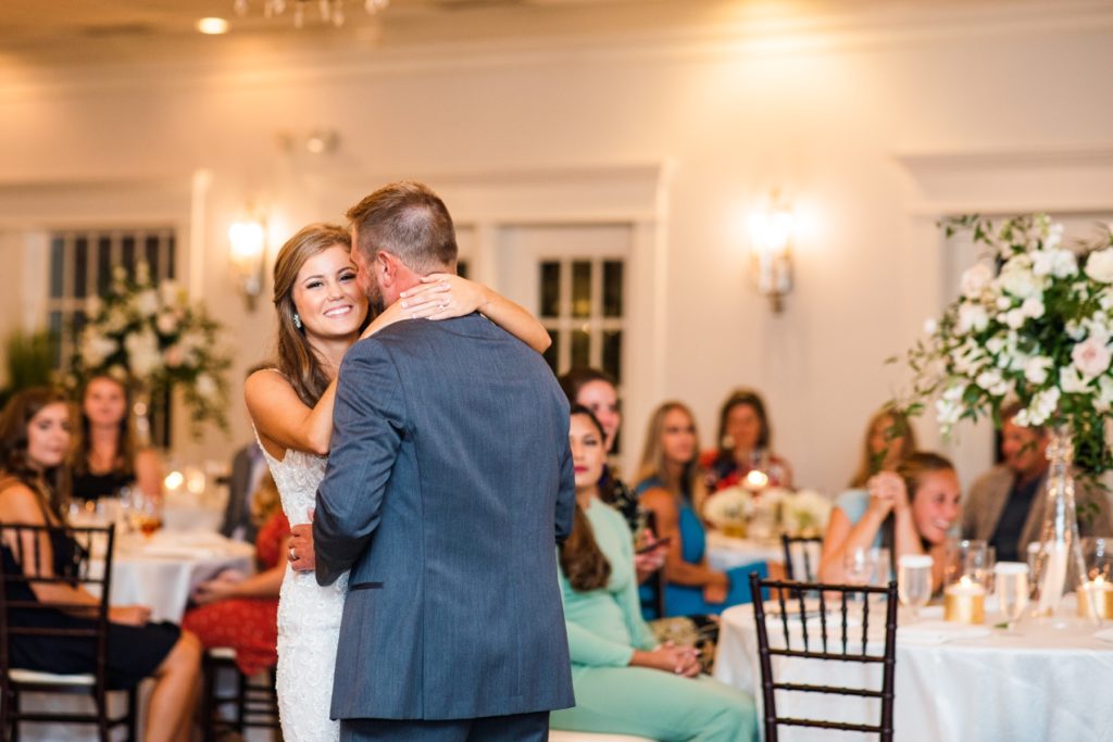 Devan and Christian sharing in their first dance as husband and wife during their wedding reception in Raleigh, NC.| Tierney Riggs Photography