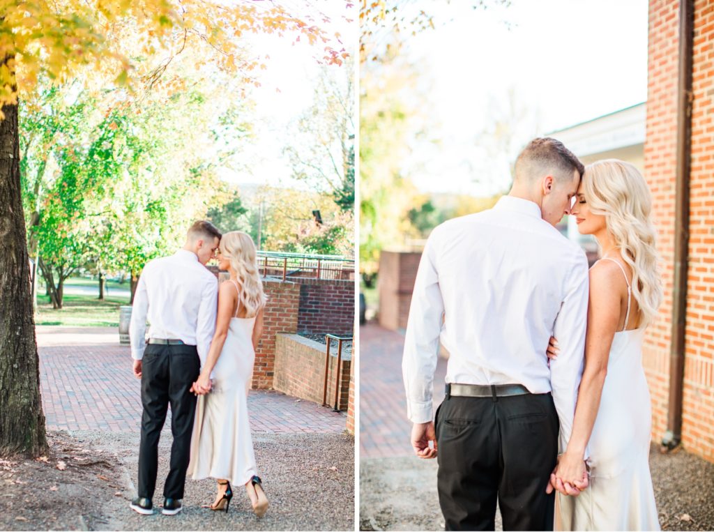An autumn engagement session in Winston Salem, NC at Old Salem by Tierney Riggs Photography
