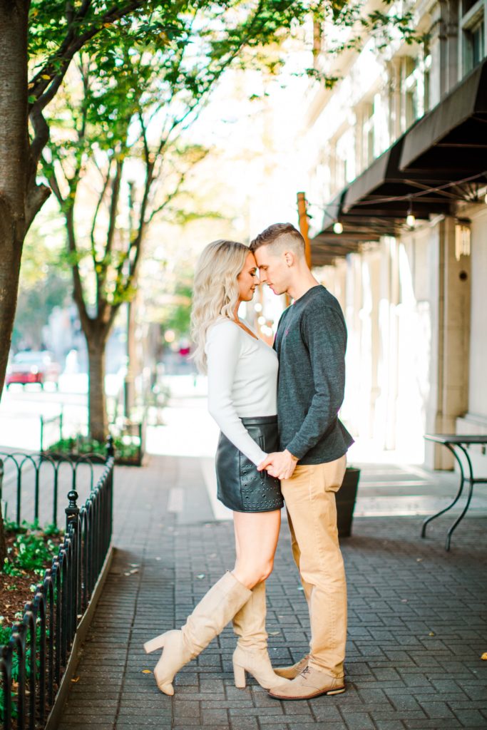 Romantic engagement photos in downtown Winston-Salem, NC by Tierney Riggs Photography