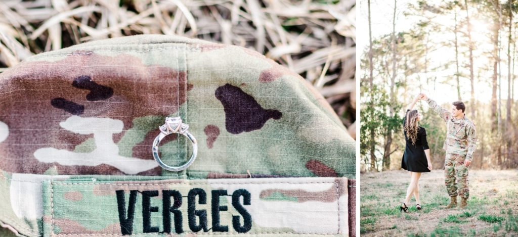 An army themed ring shot by Tierney Riggs Photography a Raleigh wedding photographer