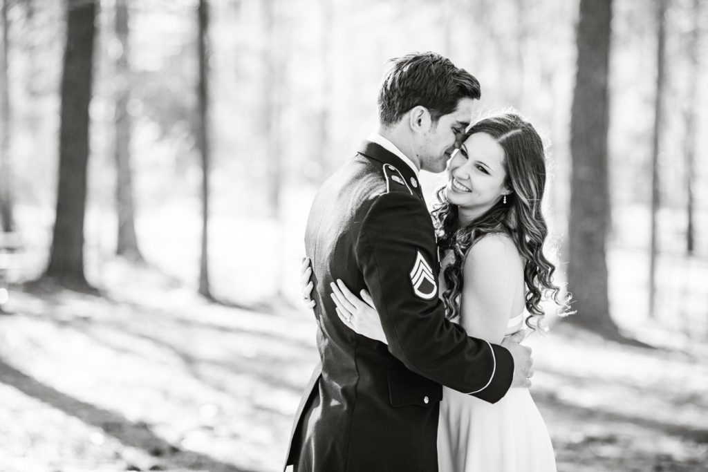 A black and white photo at Harris Lake in Apex, NC by Tierney Riggs Photography a Raleigh wedding photographer