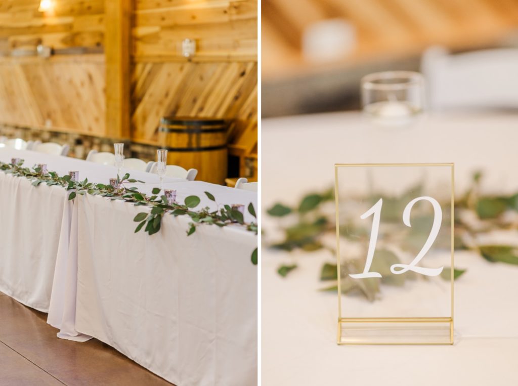 A simple and elegant barn reception at Broadslab Distillery