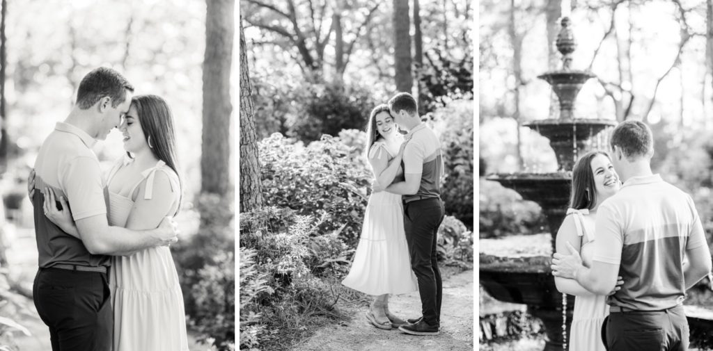 BLACK AND WHITE PHOTOS OF AN ENGAGEMENT SESSION THE WRAL Azalea Gardens