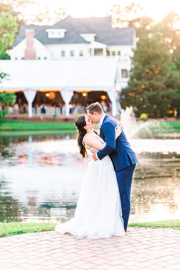 Golden hour portraits with the bride and groom at the Oaks at Salem captured by Tierney Riggs Photography