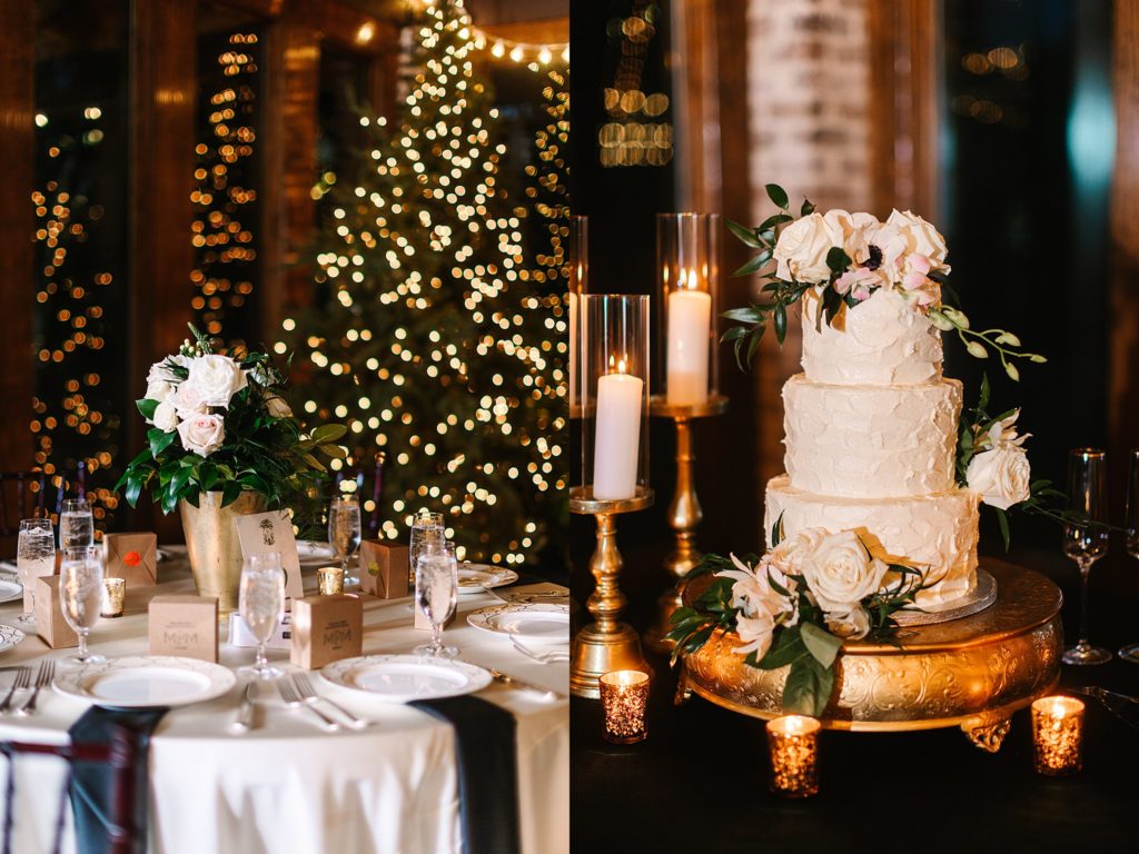 A beautiful Christmas wedding reception at the Sutherland in Wake Forest, NC
