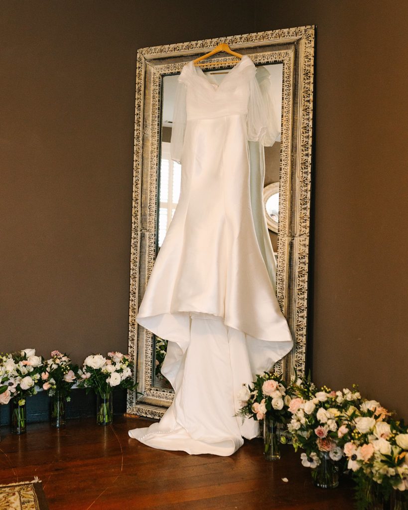 The bride's dress in the bridal suite at the Sutherland