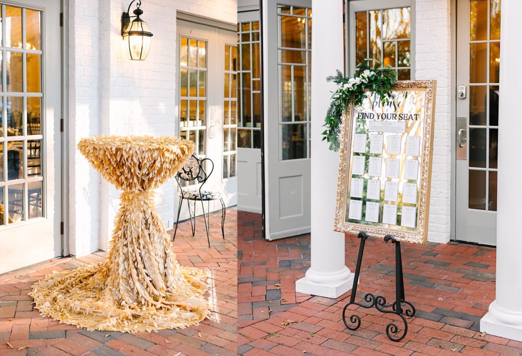 Gold ceremony and recpetion decor for a wedding at the Highgrove Estate