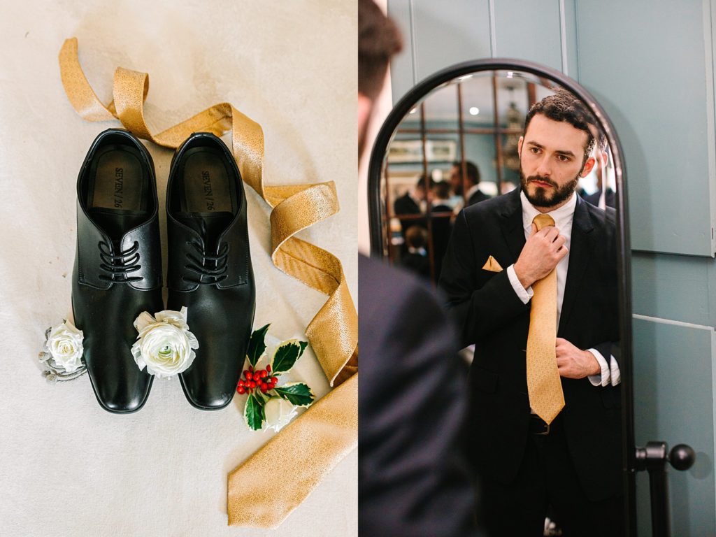 A groom getting ready for his wedding at the Highgrove Estate