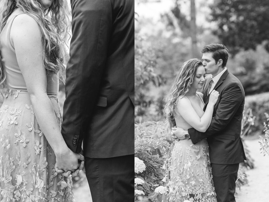 Black and white engagement photos in Raleigh, NC