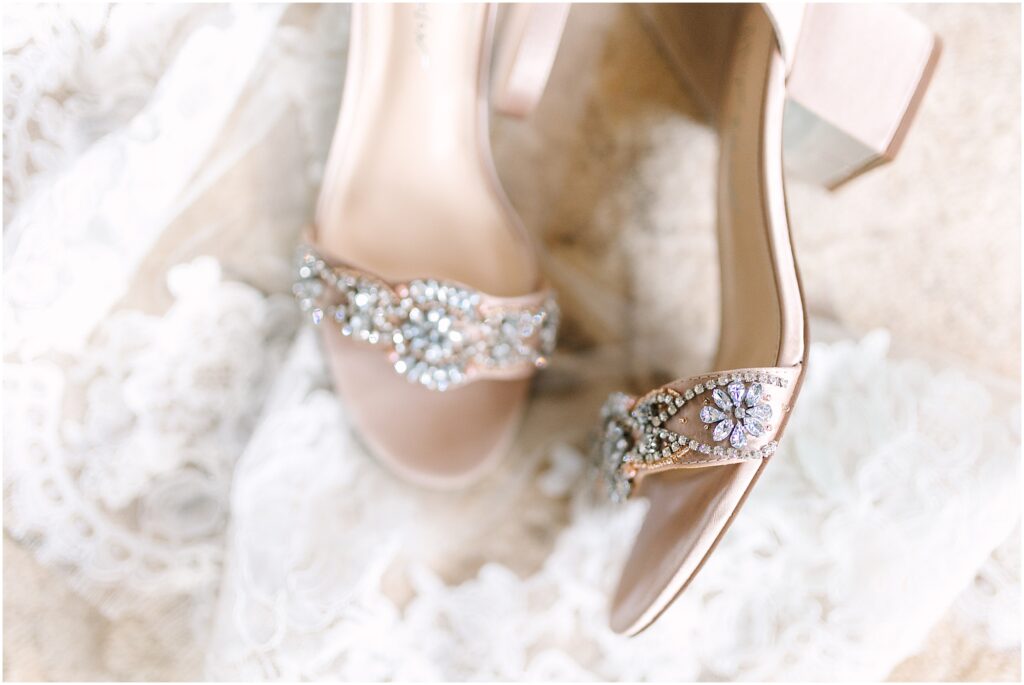 Bride's shoes in the bridal suite at the Sutherland