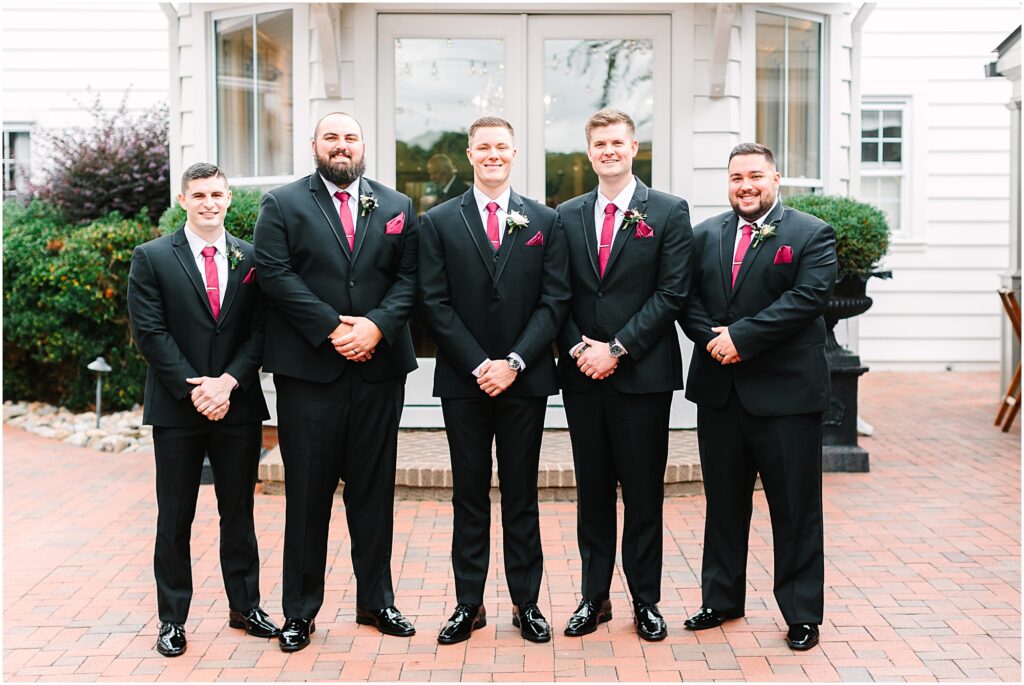 Groom with his groomsmen at the Highgrove Estate| Raleigh, NC Wedding Photographer Tierney Riggs Photography