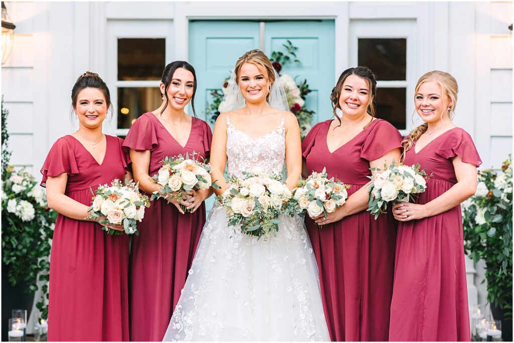 Bride with her bridesmaids at the Highgrove Estate| Raleigh, NC Wedding Photographer Tierney Riggs Photography