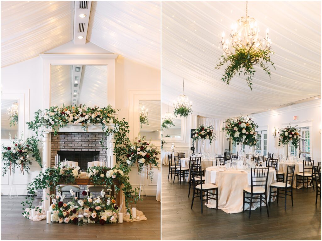 Floral filled wedding reception at the Highgrove Estate| Raleigh, NC Wedding Photographer Tierney Riggs Photography
