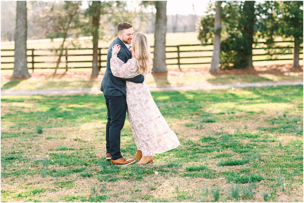 Springtime engagement photos in Holly Springs, NC
