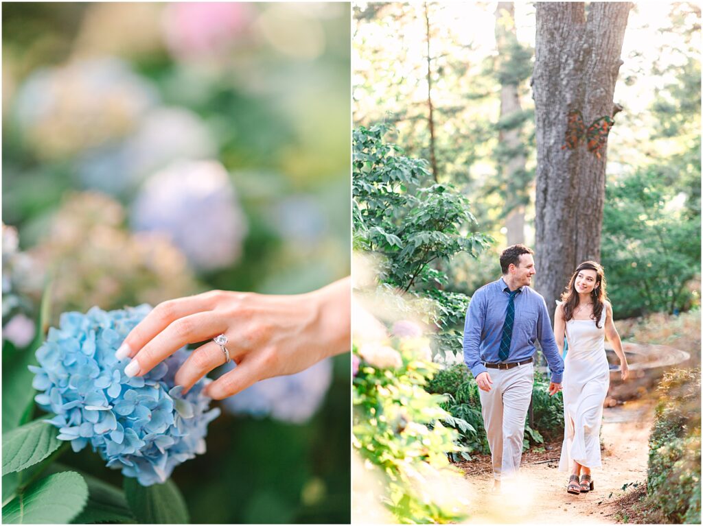 A couple strolling through the WRAL Azalea Gardens