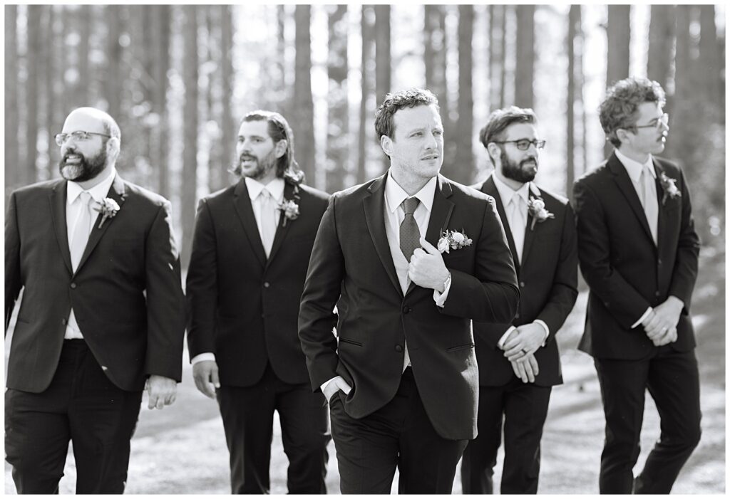 Groomsmen photos at a Cary, NC wedding venue