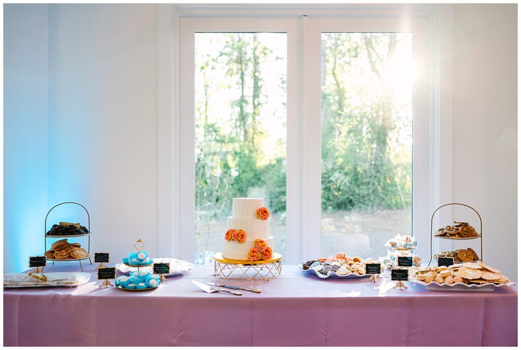 Wedding cake table at a a wedding venue