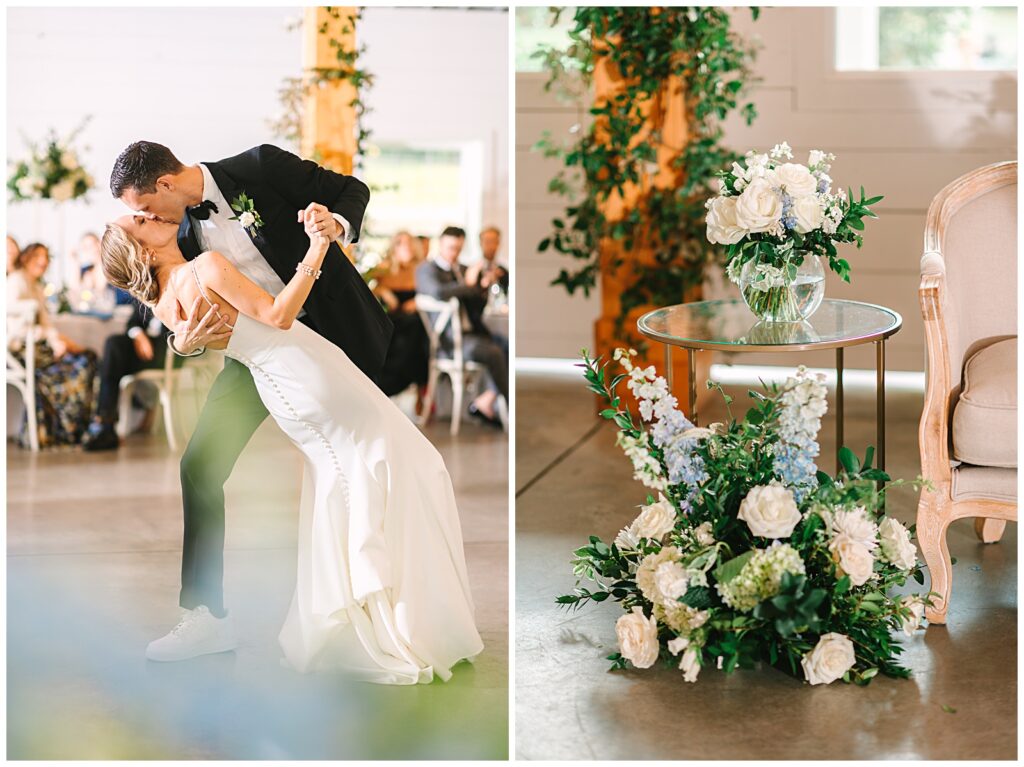 A couple sharing in their first dance for their wedding reception