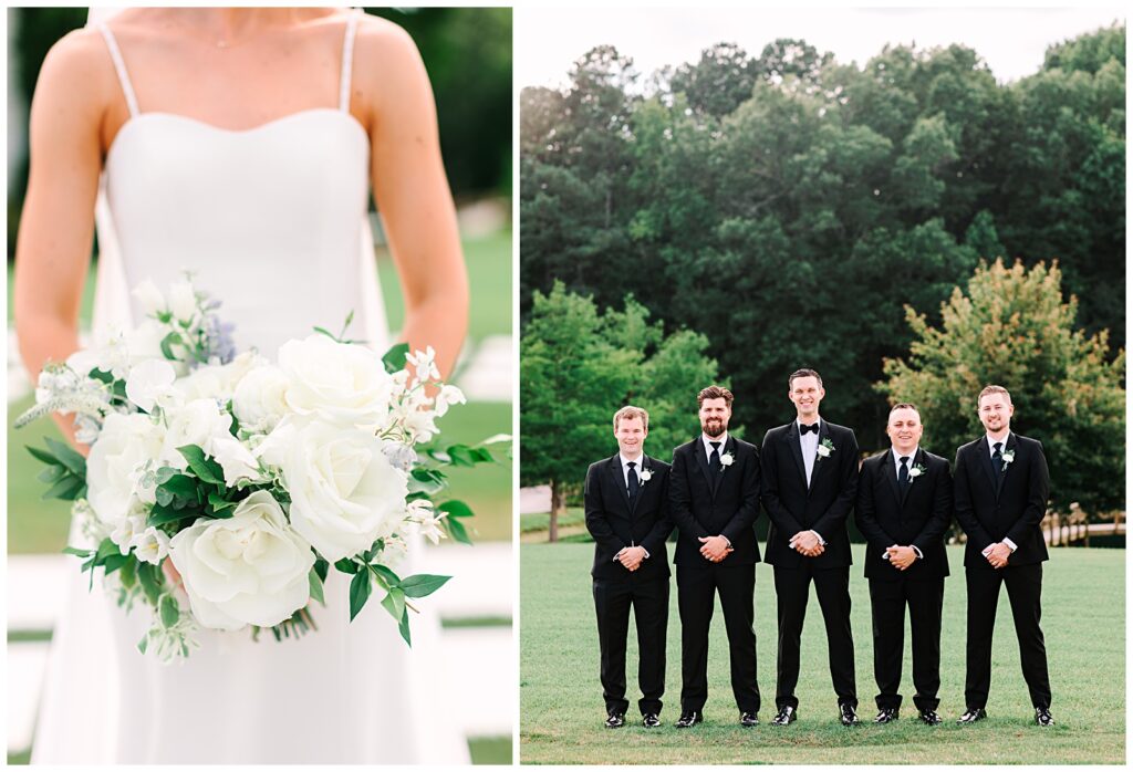 Groomsmen posing for photos at Walnut Hill