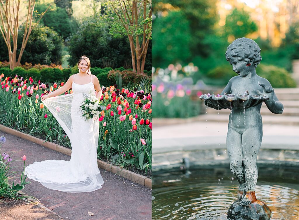 A bride in a field of tulips