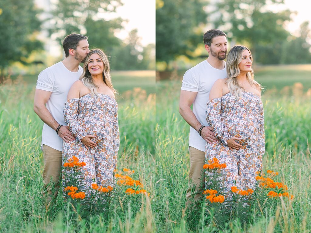 A photo of a couple a field taken by Raleigh Photographer, Tierney Riggs